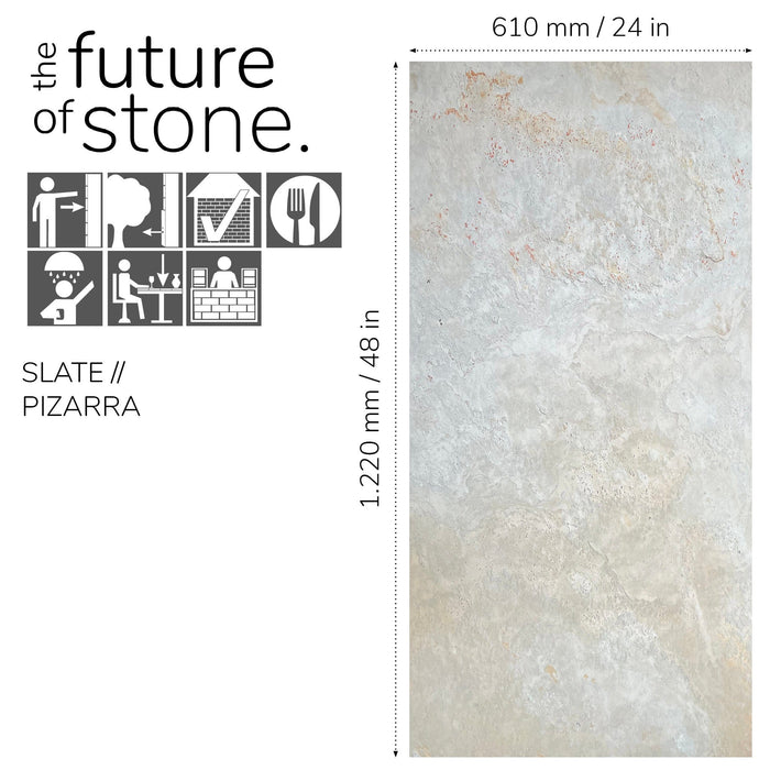 Blanco, Natural Slate Veneer – 24" W x 48" L - Sold By Panel Stone Veneer White River Hardwoods