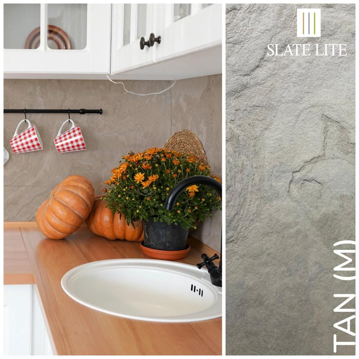 Tan, Natural Slate Veneer – 24" W x 48" L - Sold By Panel Stone Veneer White River Hardwoods