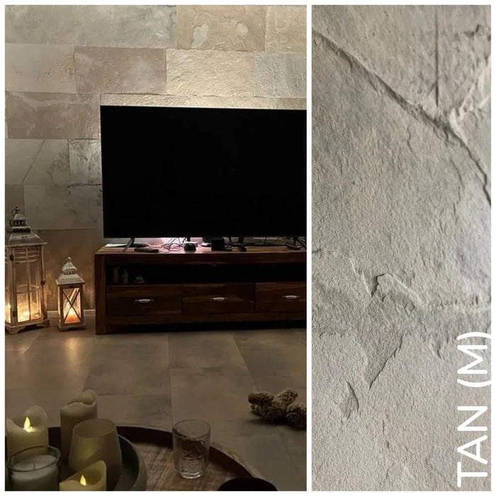 Tan, Natural Slate Veneer - Sample Sheet (11" L x 4" W) Stone Veneer White River Hardwoods