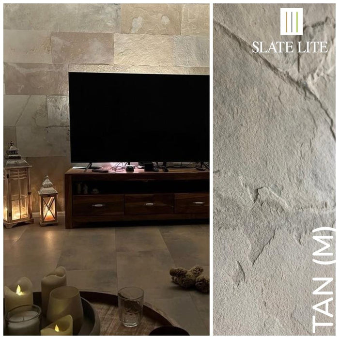 Tan, Natural Slate Veneer – 24" W x 48" L - Sold By Panel Stone Veneer White River Hardwoods