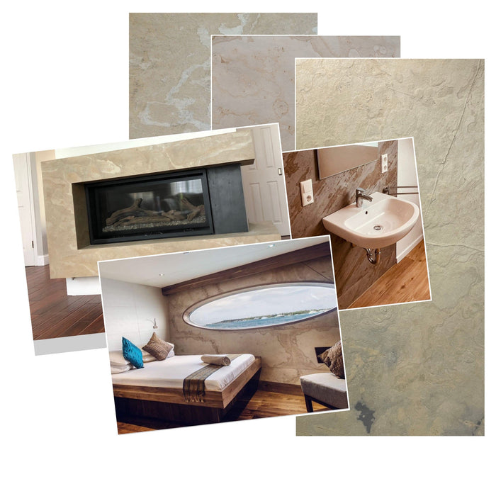 Tan, Natural Slate Veneer – 24" W x 48" L - Sold By Panel Stone Veneer White River Hardwoods