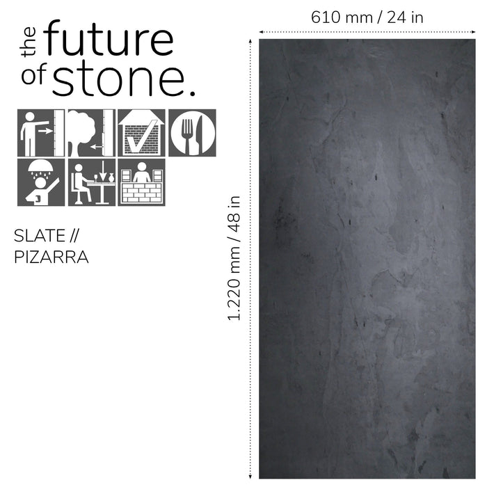 Nero, Natural Slate Veneer – 24" W x 48" L - Sold By Panel Stone Veneer White River Hardwoods
