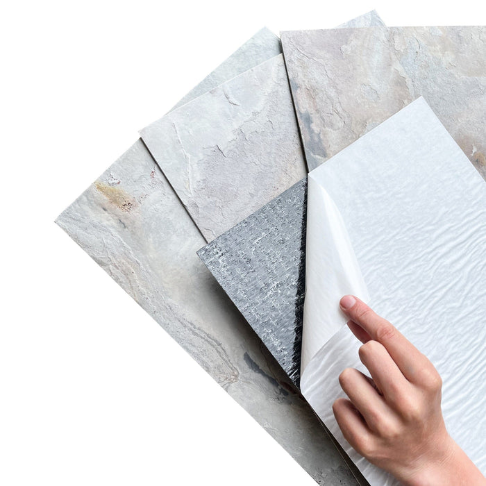 Blanco, Natural Slate Veneer – Stick & Go Panels for Interior & Exterior Walls - 12" W x 24" L - Sold By Panel Stone Veneer White River Hardwoods