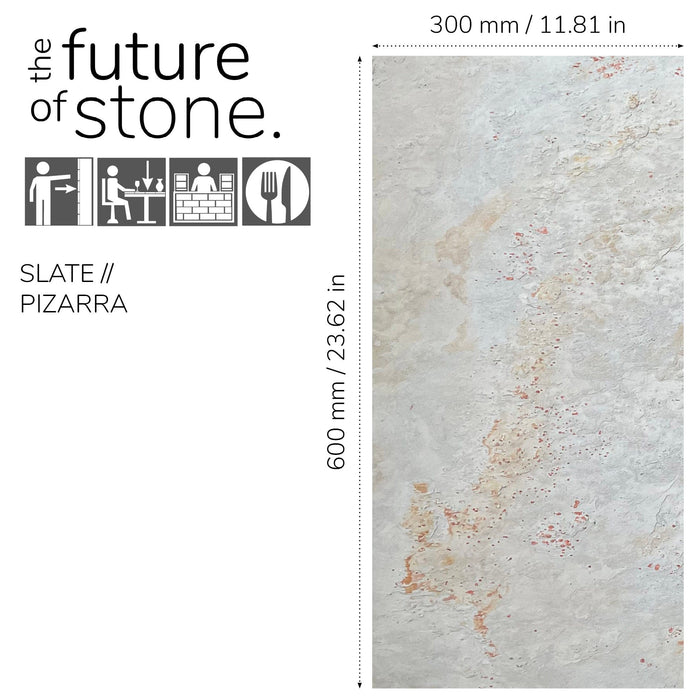 Blanco, Natural Slate Veneer – Stick & Go Panels for Interior & Exterior Walls - 12" W x 24" L - Sold By Panel Stone Veneer White River Hardwoods