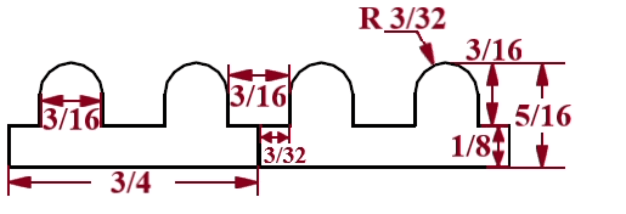 3/16″ Double Bead Tambour – Thick Tambour White River Hardwoods   