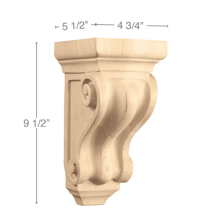 Medium Corinthian Corbel, 4 3/4''w x 9 1/2''h x 5 1/2''d Carved Corbels Brown Wood, Inc