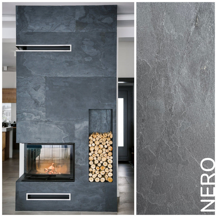 Nero, Natural Slate Veneer - Sample Sheet (11" L x 4" W) - Sold By Panel Stone Veneer White River Hardwoods