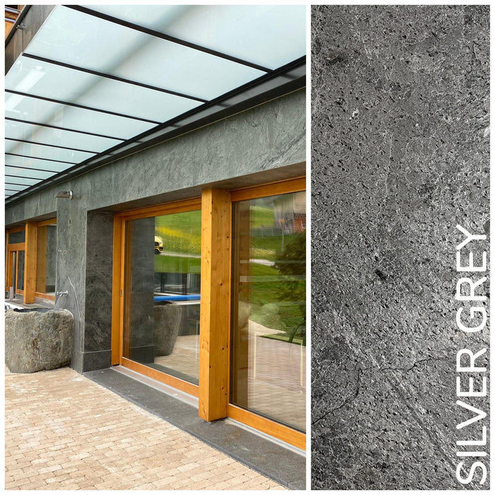 Silver Grey, Natural Slate Veneer - 24" W x 48" L - Sold By Panel Stone Veneer White River Hardwoods