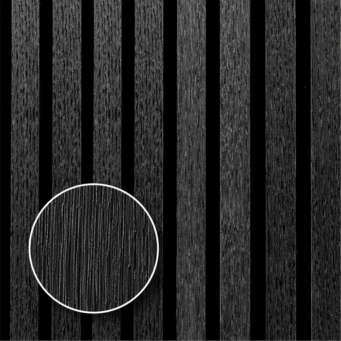 Matte Black Oak – Varnished Acoustic Panel – 1" Slat Width – 12-1/2" × 94-1/2" – Sold 2 per Carton