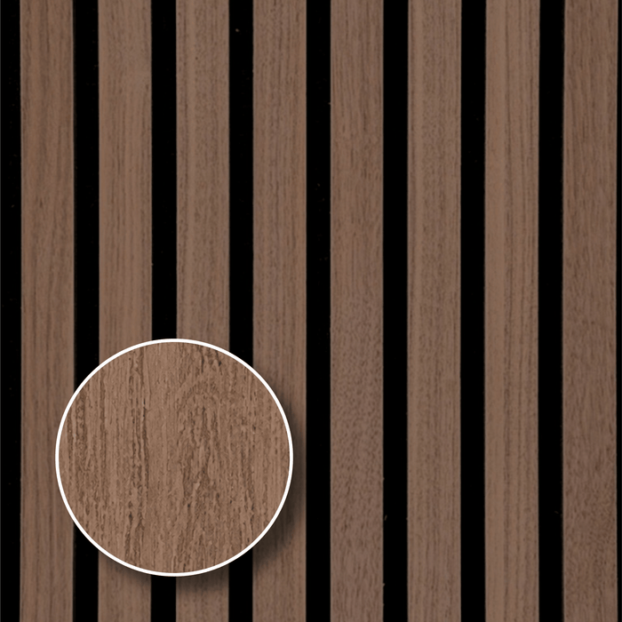 Natural Walnut – Varnished Acoustic Panel – 1" Slat Width – 24" × 94-1/2" – Sold 1 per Carton Acoustic Slat Panel White River Hardwoods