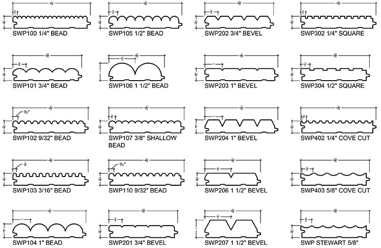 1/4" Square Solid Wood Tongue and Groove Tambour Panel, 11/16" thick x 4 5/16"width x 112"long Solid Wood Panels White River Hardwoods