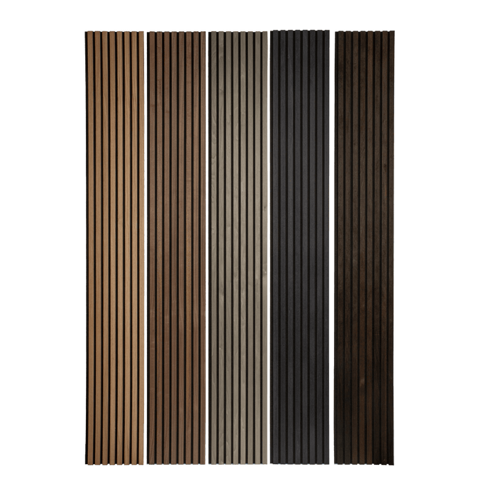 Silver Gray Oak Acoustic Panel, Varnished 1" Wide Slats - Harmony Series - Sold 2 Panels Per Carton Acoustic Slat Panel White River Hardwoods