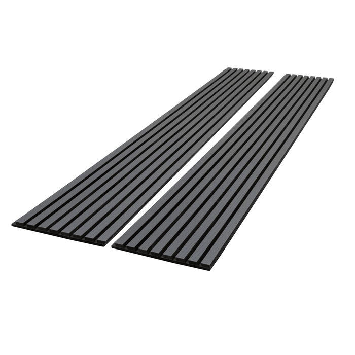 Matte Black Oak – Varnished Acoustic Panel – 1" Slat Width – 12-1/2" × 94-1/2" – Sold 2 per Carton Acoustic Slat Panel White River Hardwoods