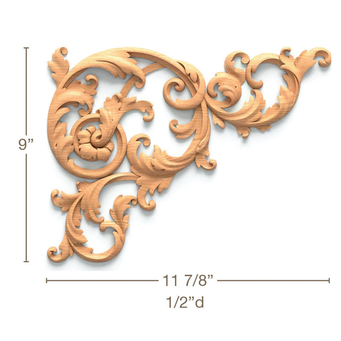 Filigree Acanthus Scrolls Pair, 15 3/4"w x 12"h x 11/16"d, SPECIAL ORDER Carved Onlays White River Hardwoods