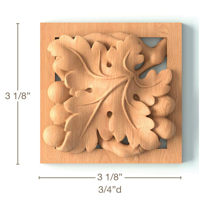 Grape Rossette, 3 1/8"w x 3 1/8"h x 3/4"d, SPECIAL ORDER (3-6 Weeks) Carved Rosettes White River Hardwoods   