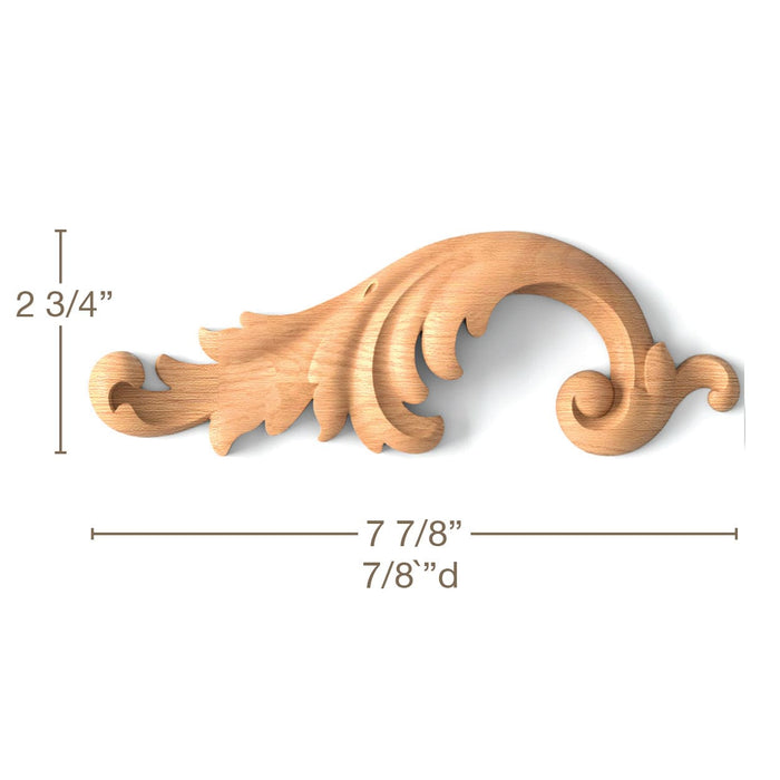 Acanthus Scrolls 2, Left & Right Pair, 7 7/8"w x 2 3/4"h x 7/8"d Carved Onlays White River Hardwoods   