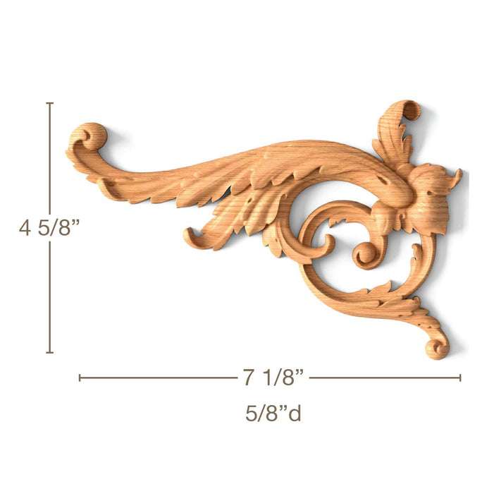 Acanthus Scrolls, Left & Right Pair, 7 1/8"w x 4 5/8"h x 5/8"d Carved Onlays White River Hardwoods   