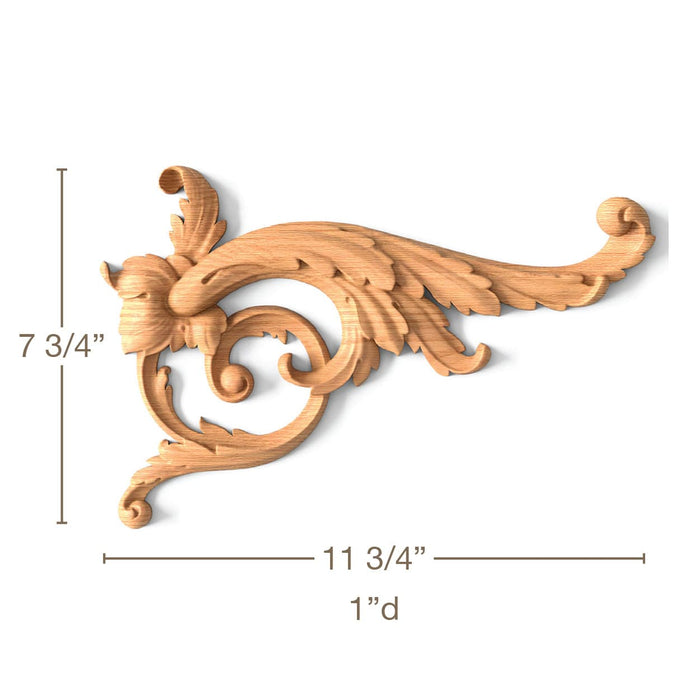 Acanthus Scrolls, Left & Right Pair,11 3/4"w x 7 3/4"h x 1"d Carved Onlays White River Hardwoods   