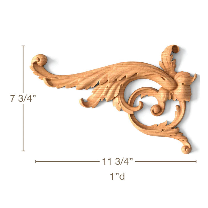 Acanthus Scrolls, Left & Right Pair,11 3/4"w x 7 3/4"h x 1"d Carved Onlays White River Hardwoods   