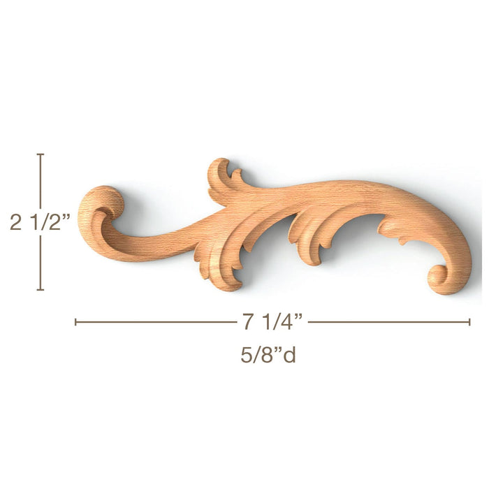 Acanthus Scrolls, Left & Right Pair, 7 1/4"w x 2 1/2"h x 5/8"d Carved Onlays White River Hardwoods   