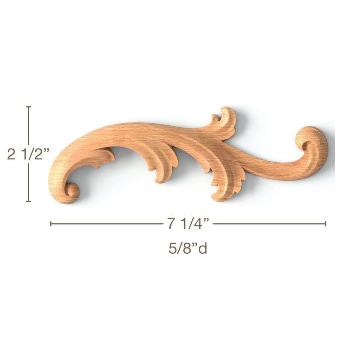 Acanthus Scrolls, Left & Right Pair, 7 1/4"w x 2 1/2"h x 5/8"d Carved Onlays White River Hardwoods   