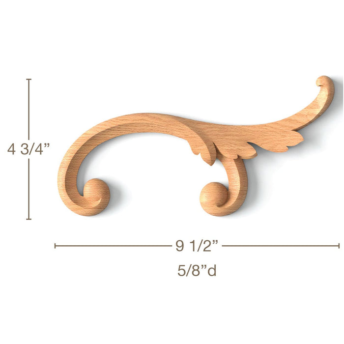Simple Acanthus ScrollLR Pair, 9 1/2"w x 4 3/4"h x 5/8"d Carved Onlays White River Hardwoods   