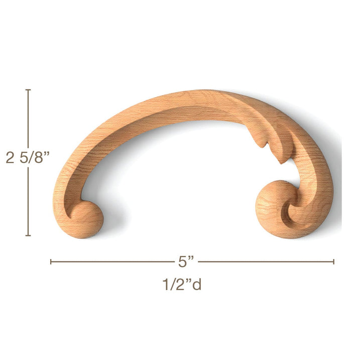 Simple Scrolls, Left & Right Pair, 5"w x 2 5/8"h x 1/2"d Carved Onlays White River Hardwoods   