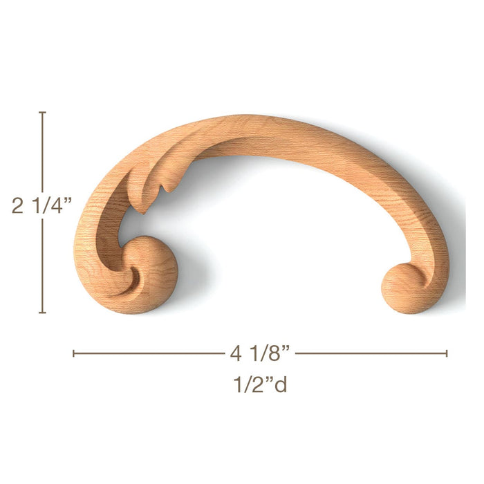 Simple Scrolls, Left & Right Pair, 4 1/8"w x 2 1/4"h x 1/2"d, SPECIAL ORDER Carved Onlays White River Hardwoods   
