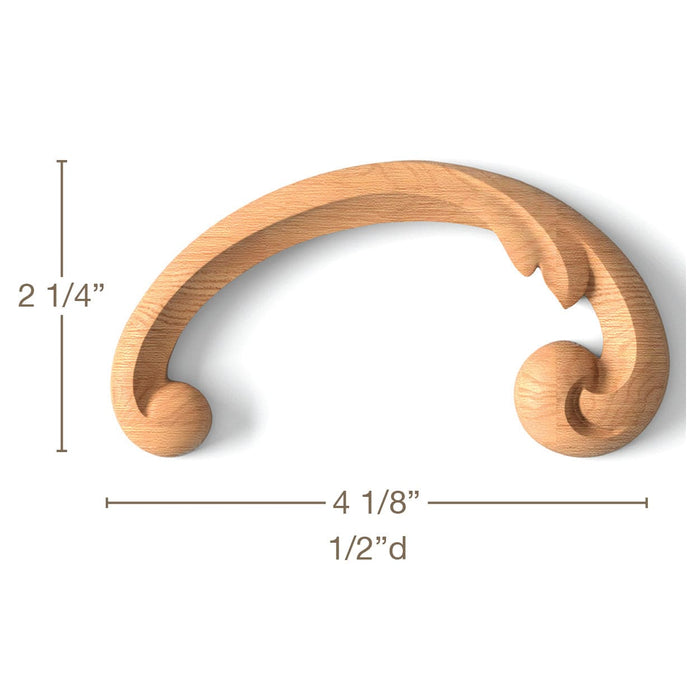Simple Scrolls, Left & Right Pair, 4 1/8"w x 2 1/4"h x 1/2"d, SPECIAL ORDER Carved Onlays White River Hardwoods   