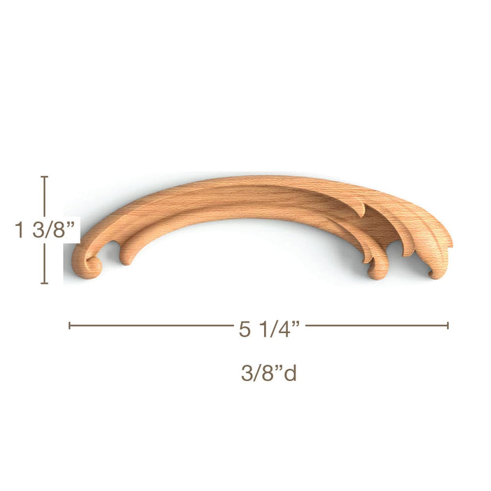 Simple Acanthus Scrolls2 LR Pairs, 1/4"w x 1 3/8"h x 3/8"d Carved Onlays White River Hardwoods   