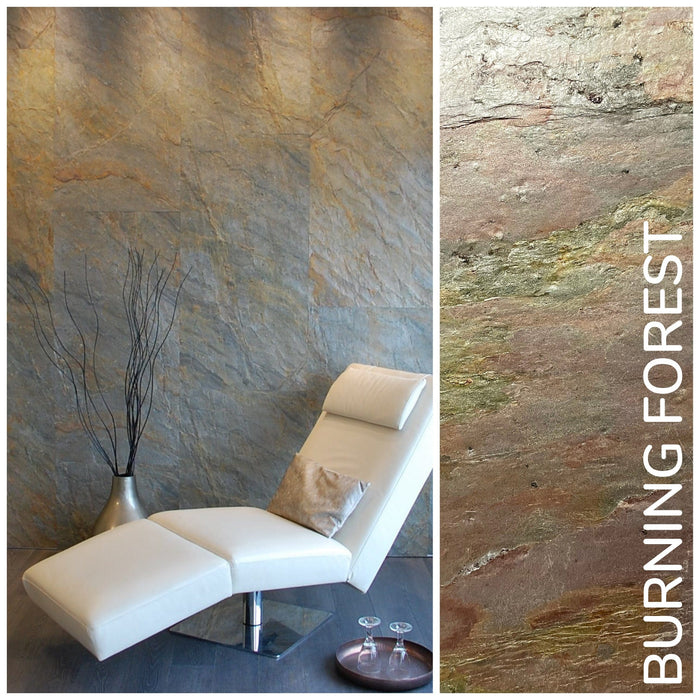 Burning Forest, Natural Slate Veneer - 47 1/4" W x 94 1/2" L - Sold By Panel Stone Veneer White River Hardwoods