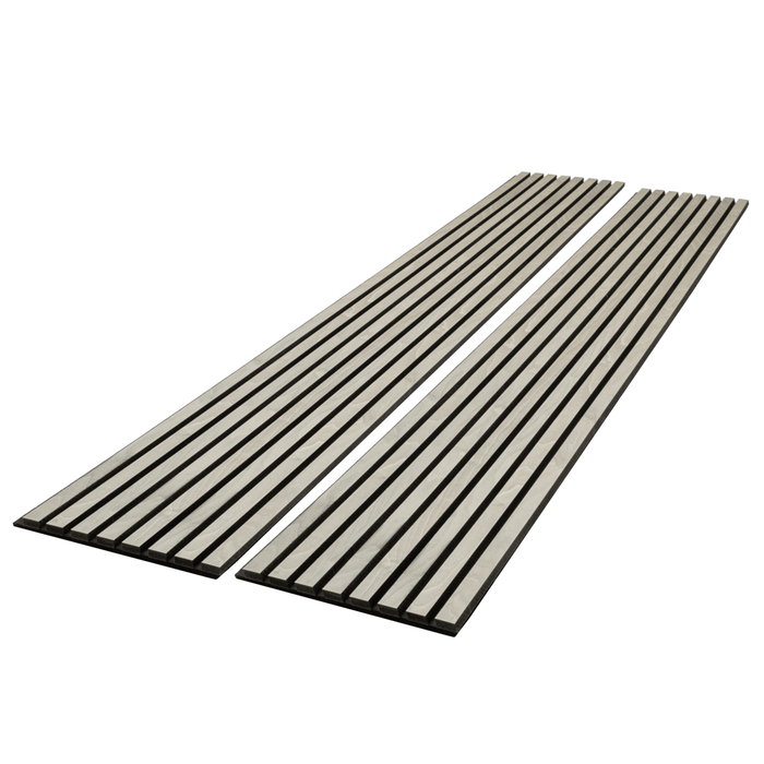 Silver Gray Oak – Varnished Acoustic Panel – 1" Slat Width – 12-1/2" × 94-1/2" – Sold 2 per Carton Acoustic Slat Panel White River Hardwoods