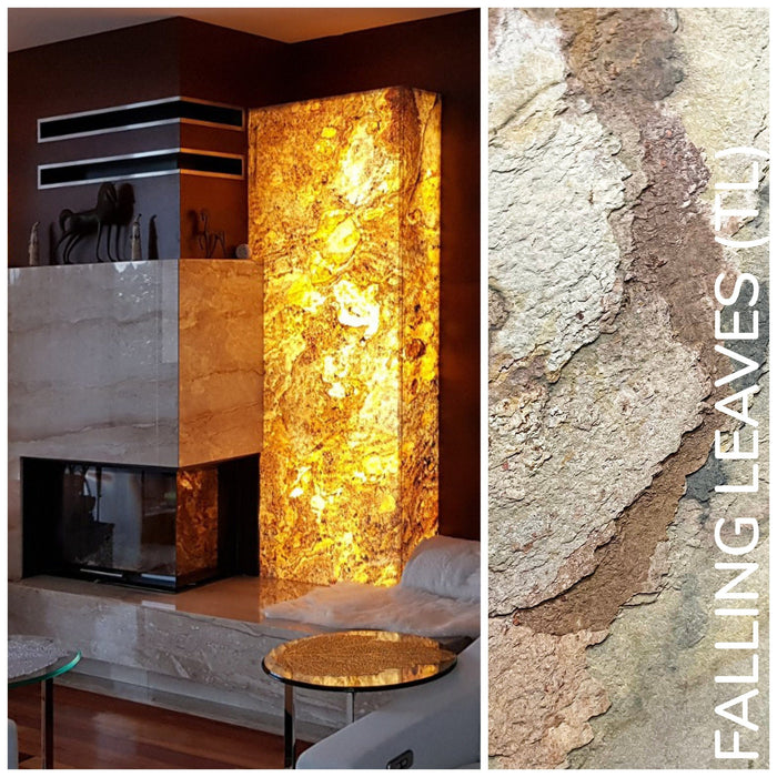 Translucent Falling Leaves, Natural Slate Veneer - 47 1/4" W x 94 1/2" L - Sold By Panel Stone Veneer White River Hardwoods