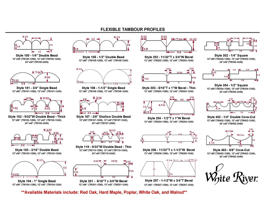 1″ Bevel Slat Tambour – Thin Tambour White River Hardwoods   