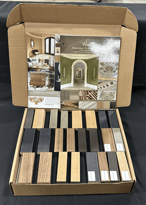 Acoustic Sample Box Discover our finish options with this curated box — featuring 8 Panels & 8 Corners White River Hardwoods