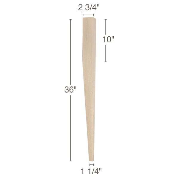 Contemporary Tapered Square Island Column, 2 3/4" w x 36"h x 2 3/4" d Carved Columns White River Hardwoods