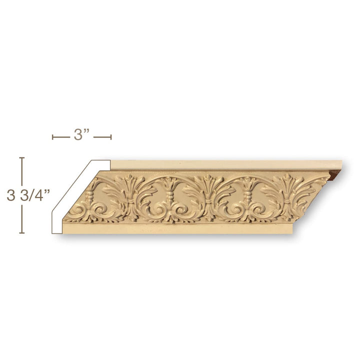 Acanthus Scroll Bellflower, Resin Repeats 4 1/2", 1-1/16" X 4 3/4 Cove Mouldings White River Hardwoods