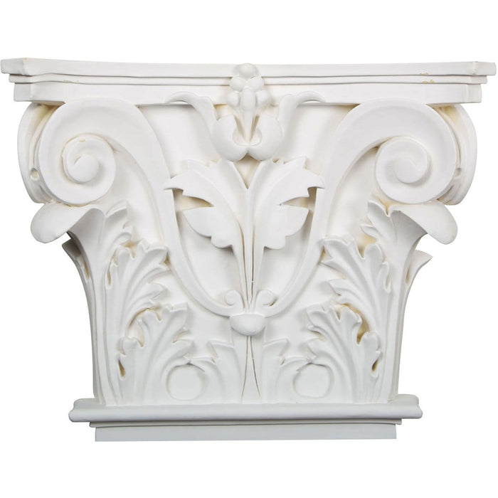 Acanthus Leaf Onlay Capital (Fits Pilasters up to 10 5/8"W x 7/8"D), 16 1/2"W x 13 5/8"H x 3 3/4"D