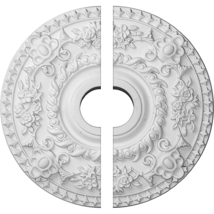 Ceiling Medallion, Two Piece (Fits Canopies up to 7 1/4")18"OD x 3 1/2"ID x 1 1/2"P Medallions - Urethane White River Hardwoods   
