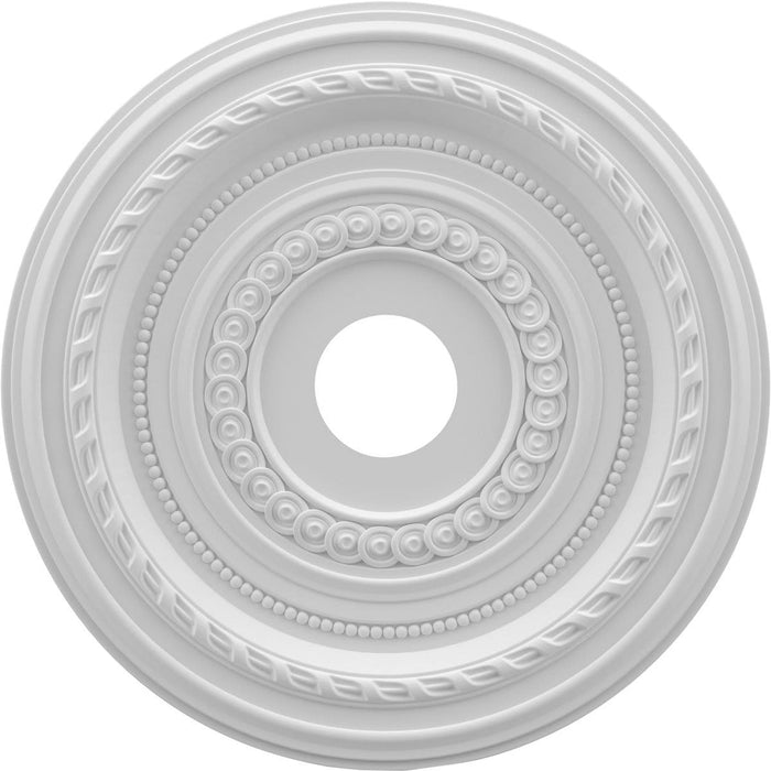 Thermoformed PVC Ceiling Medallion (Fits Canopies up to 5 1/8"), 19"OD x 3 1/2"ID x 1"P