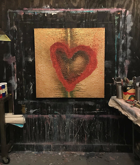 Burnt Love, 40"H x 40"W acrylic and oil painting on 1 ½” wrapped canvas painting. Only one available. Canvas The American Artist   