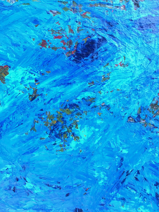 Blue Sky, 40"H x 40"W acrylic abstract painting on 1 ½” wrapped canvas. Only one available. Canvas The American Artist   