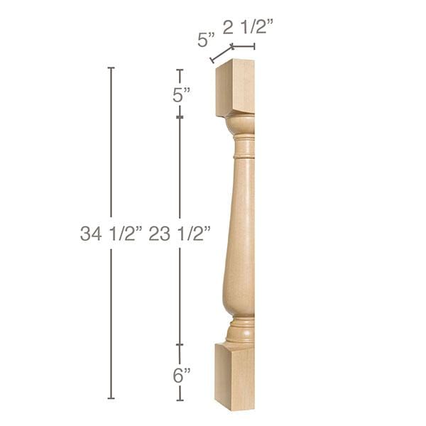 Media columna tradicional, 1 par, 5" de ancho x 34 1/2" de alto x 2 1/2" de profundidad