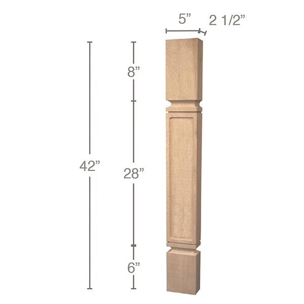Mission Bar Split Column, 1 Pair, 5"w x 42"h x 2 1/2"d Carved Columns White River Hardwoods   