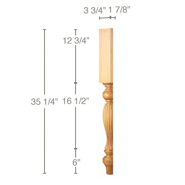 Columna francesa campestre con lengüeta partida, 1 par, 3 3/4'' de ancho x 35 1/4'' de alto x 1 7/8'' de profundidad