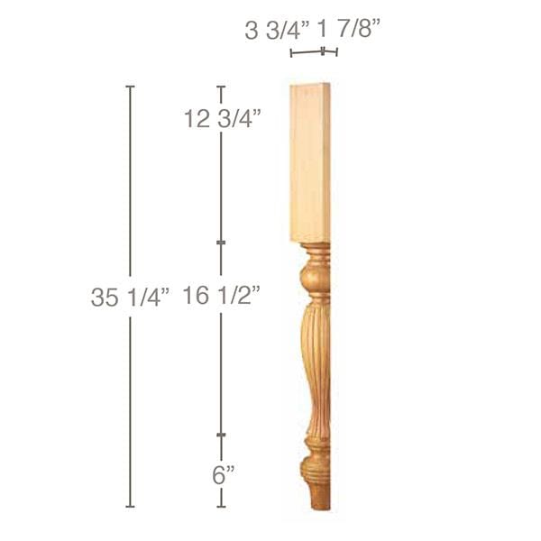 Split Reeded Country French Column, 1 Pair, 3 3/4''w x 35 1/4''h x 1 7 ...