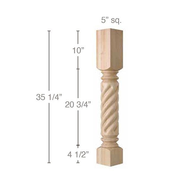 Rope Classic Column, 5"sq. x 35 1/4"h