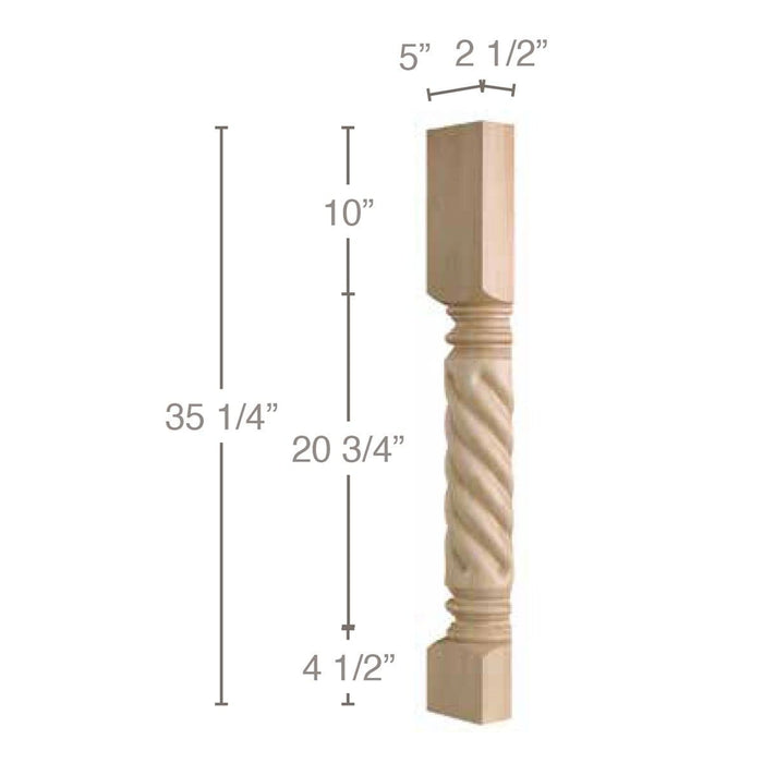 Rope Classic Column Half, 1 Pair, 5"w x 35 1/4"h x 2 1/2"d Carved Columns White River Hardwoods   