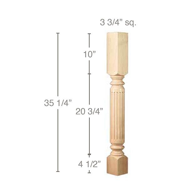 Fluted Classic, 3 3/4"sq. x 35 1/4"h