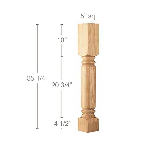 Traditional Classic Column, 5"sq. x 35 1/4"h